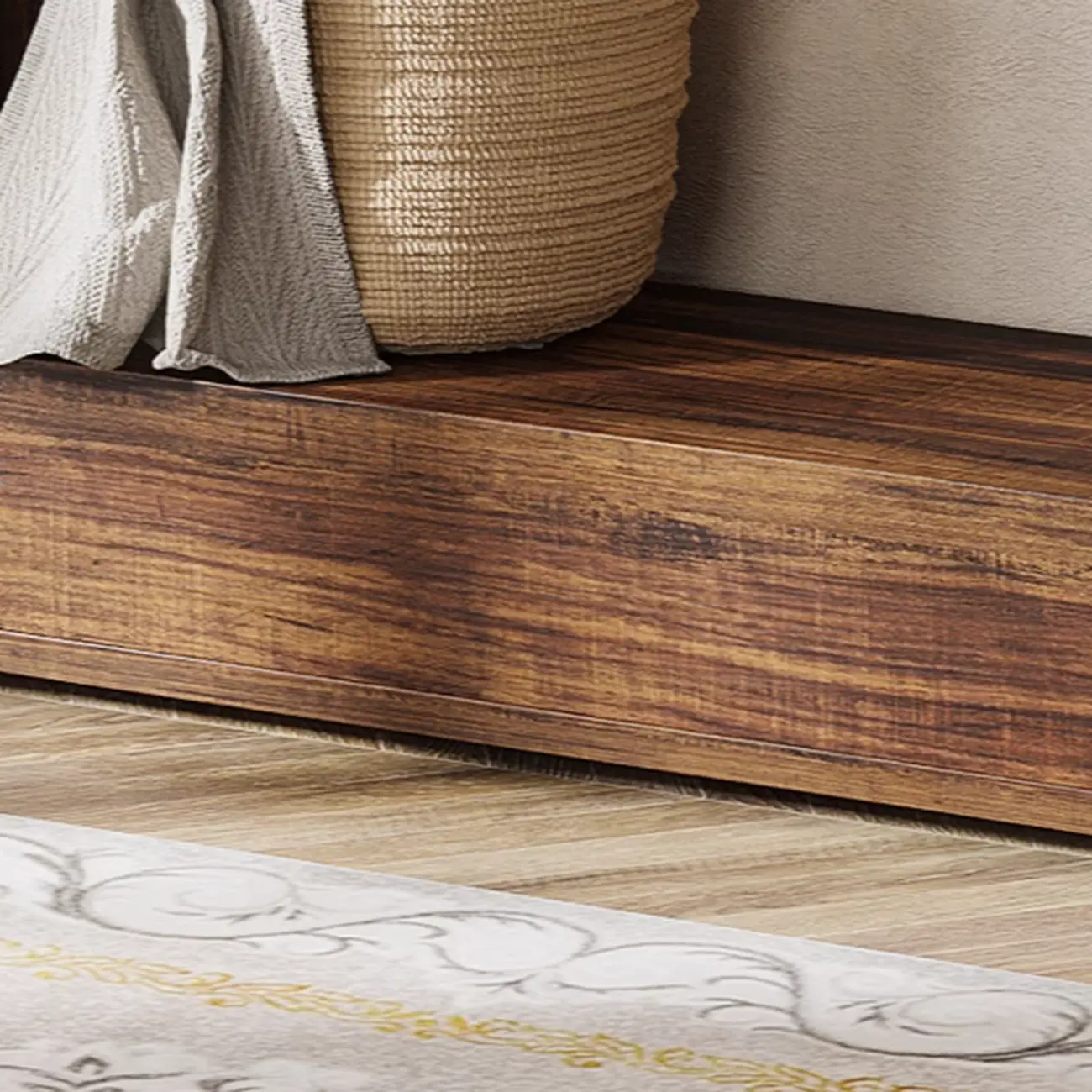 Vintage Wood Console Table Rectangular with Shelf Image - 9 | homeyfad