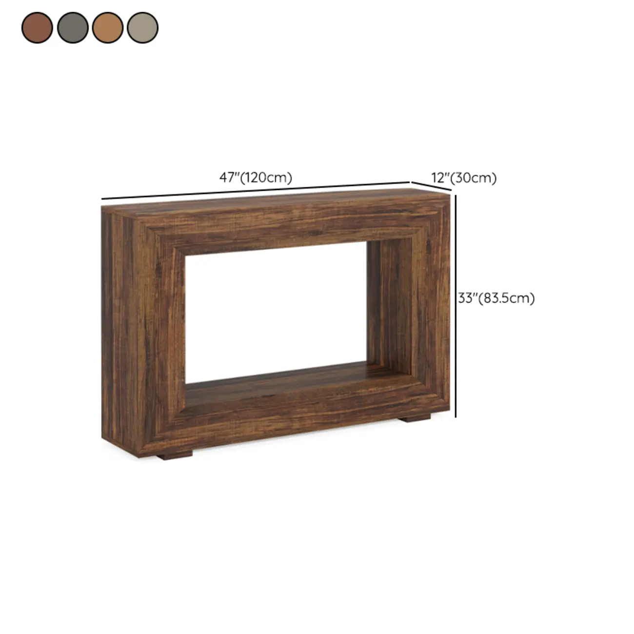 Vintage Wood Console Table Rectangular with Shelf #size | homeyfad