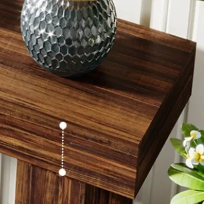 Rustic Walnut Rectangular Console Table with Open Storage Image - 12