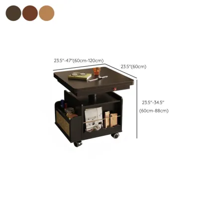 Nut Brown Lift Top Modern Wagon Wheel Wood Coffee Table #size