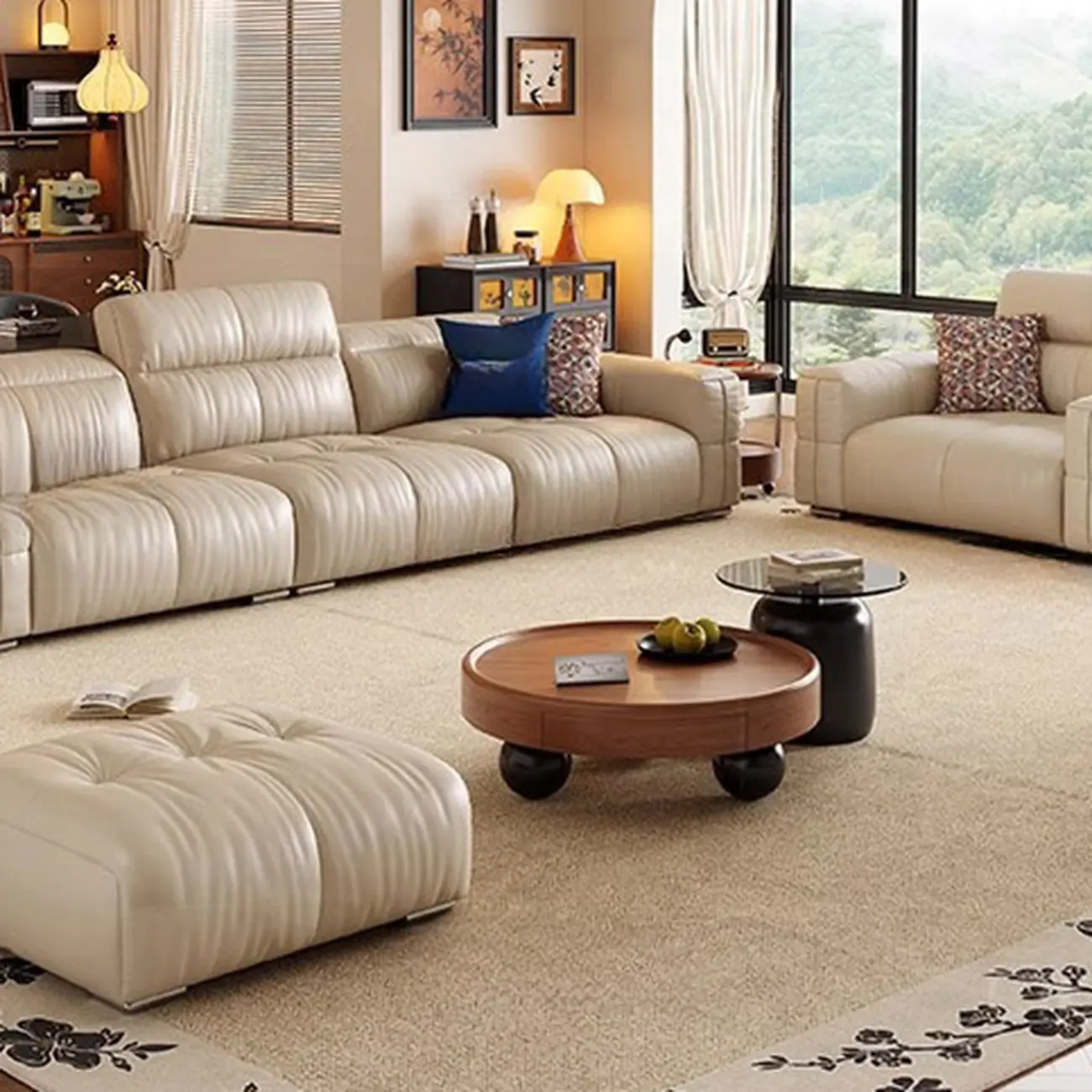 Nesting Elegant Modern Wood Round Coffee Table Set Image - 3 | homeyfad