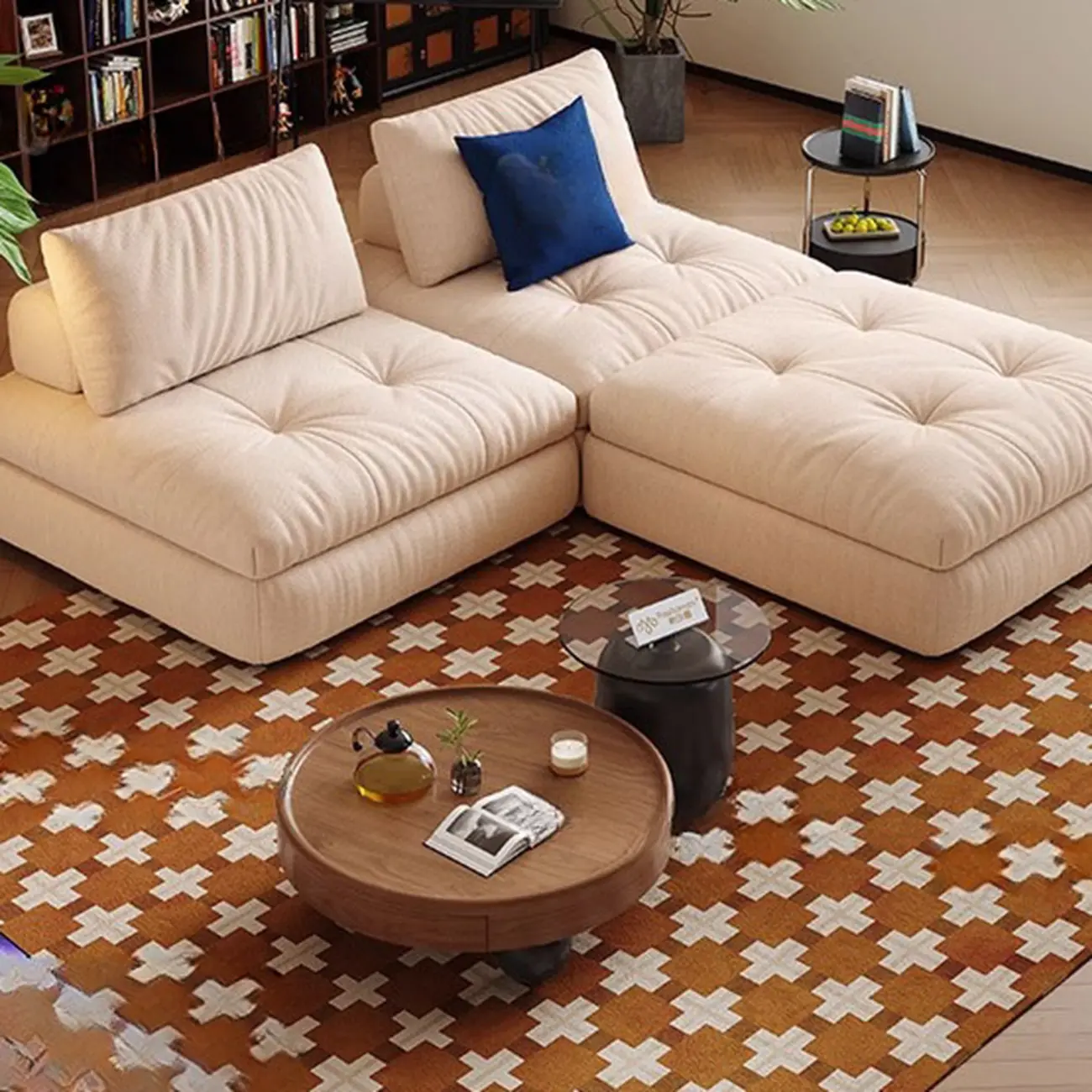 Nesting Elegant Modern Wood Round Coffee Table Set Image - 4 | homeyfad