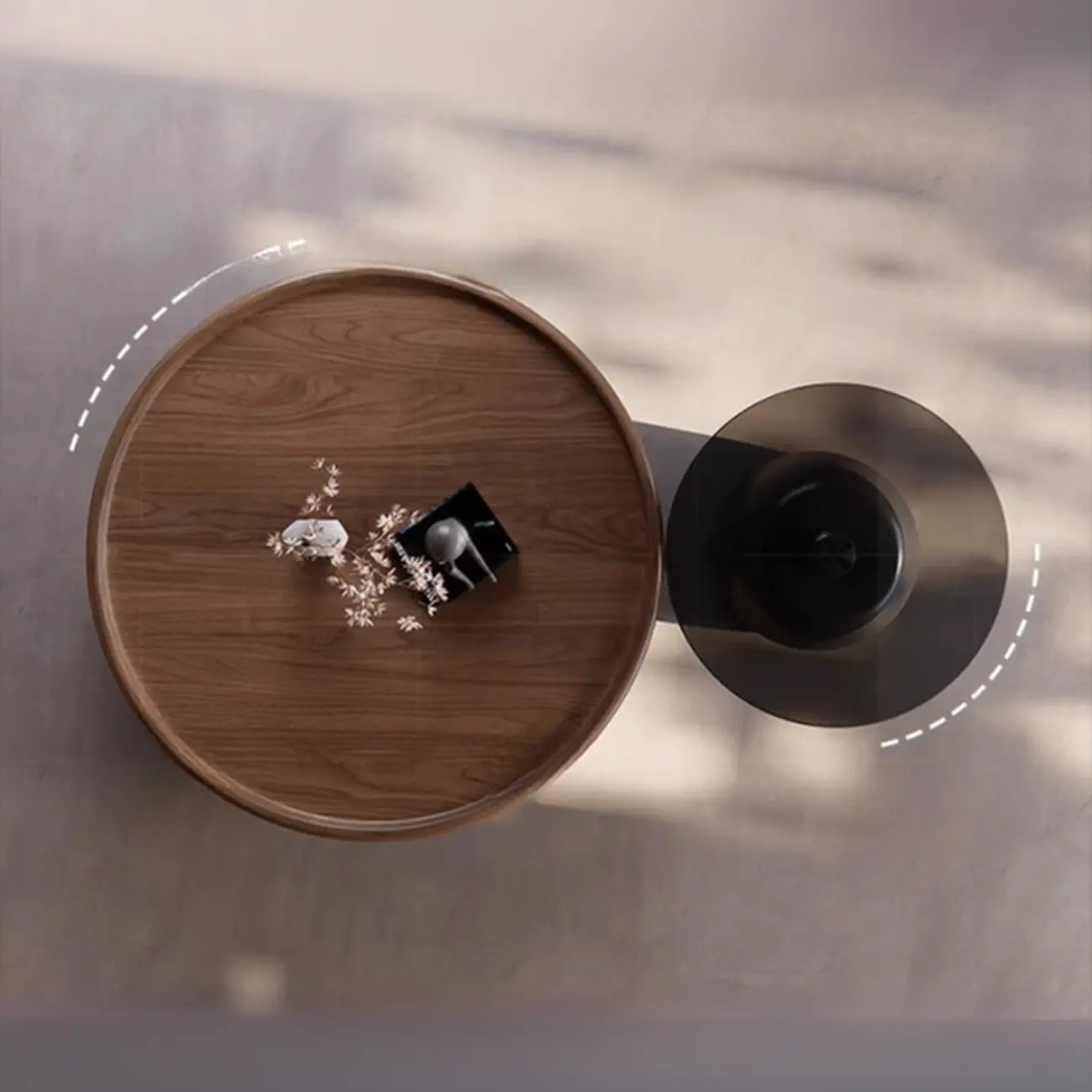 Nesting Elegant Modern Wood Round Coffee Table Set Image - 5 | homeyfad