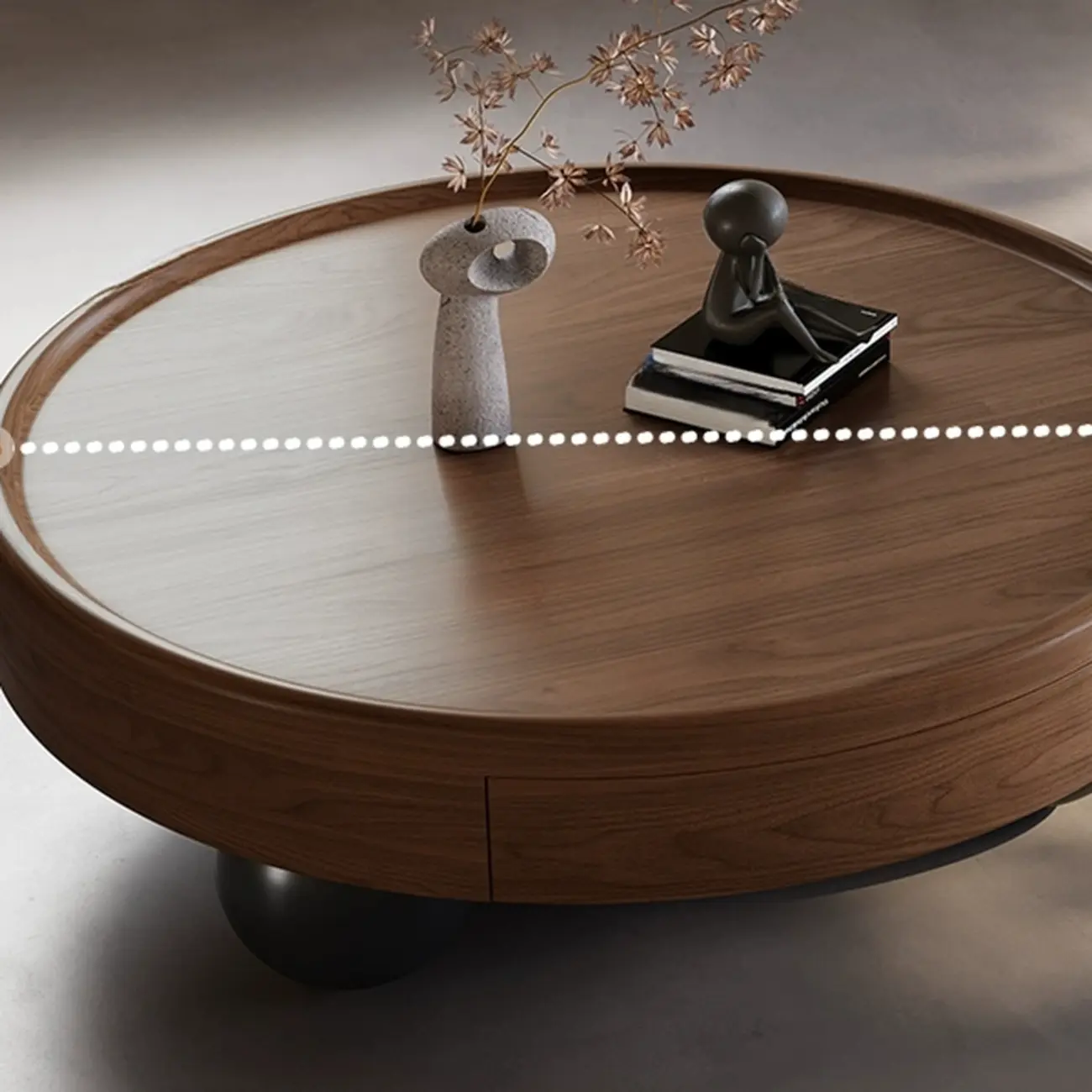 Nesting Elegant Modern Wood Round Coffee Table Set Image - 6 | homeyfad