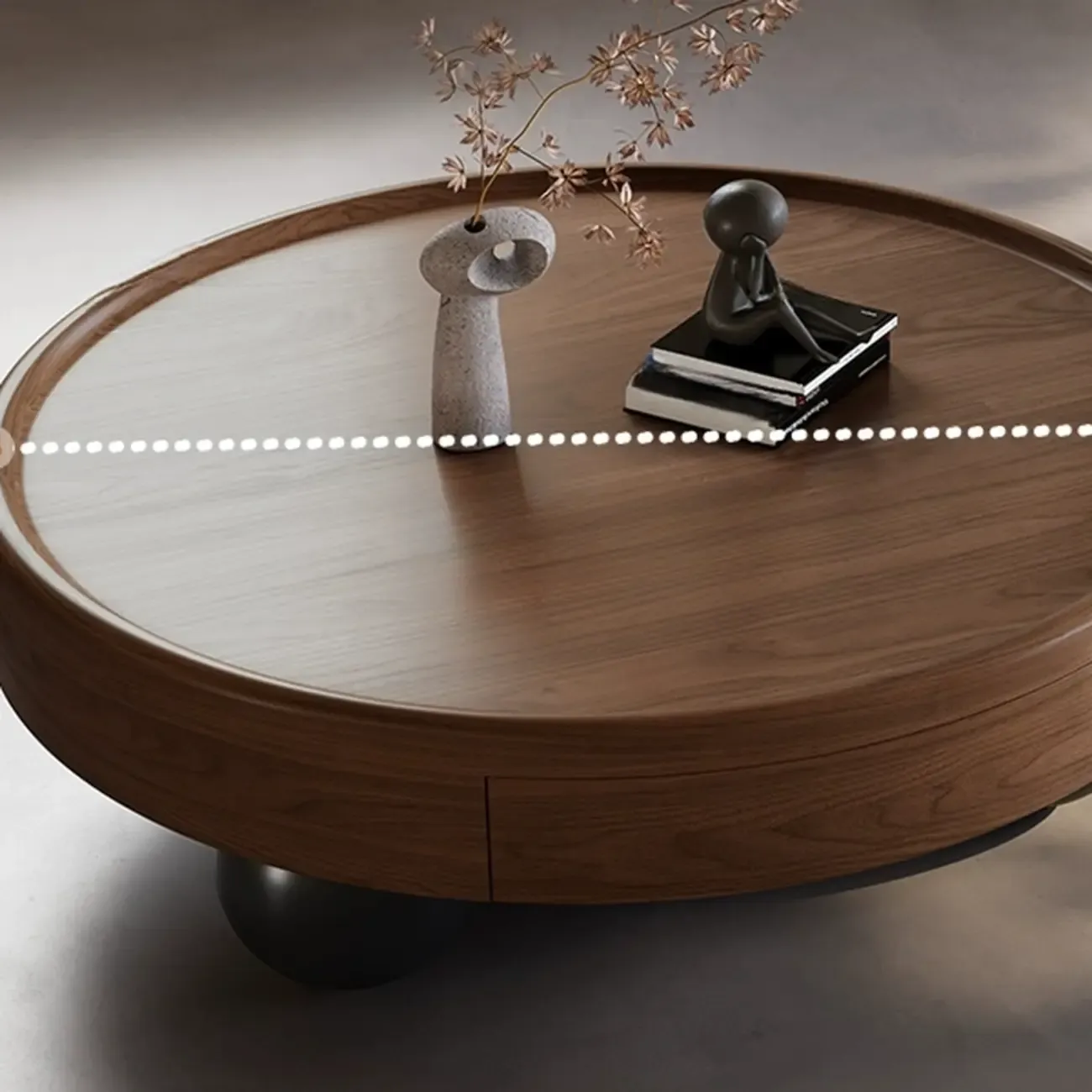 Nesting Elegant Modern Wood Round Coffee Table Set Image - 6