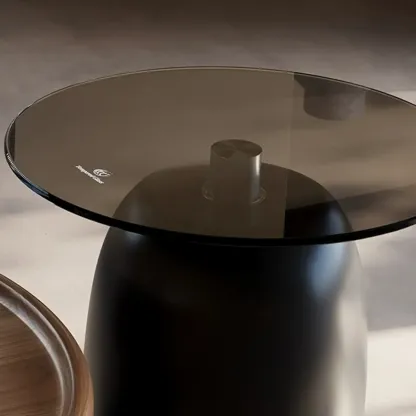 Nesting Elegant Modern Wood Round Coffee Table Set Image - 8