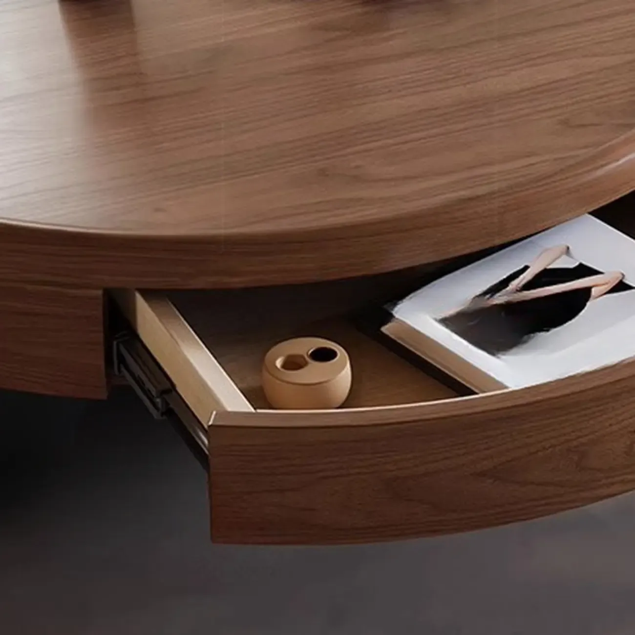 Nesting Elegant Modern Wood Round Coffee Table Set Image - 10