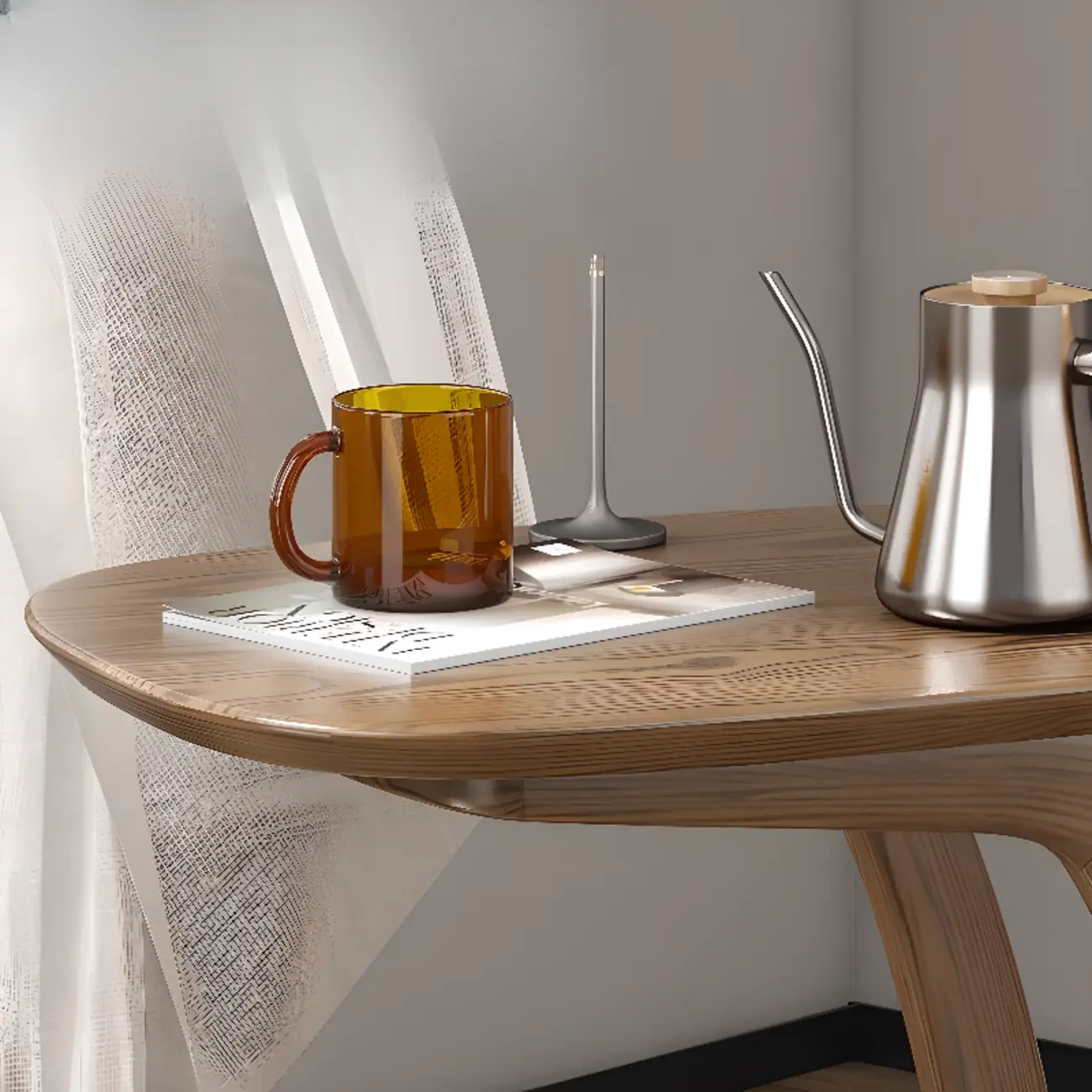 Minimalist C Shaped Natural Wood Living Room Side Table Image - 7 | homeyfad