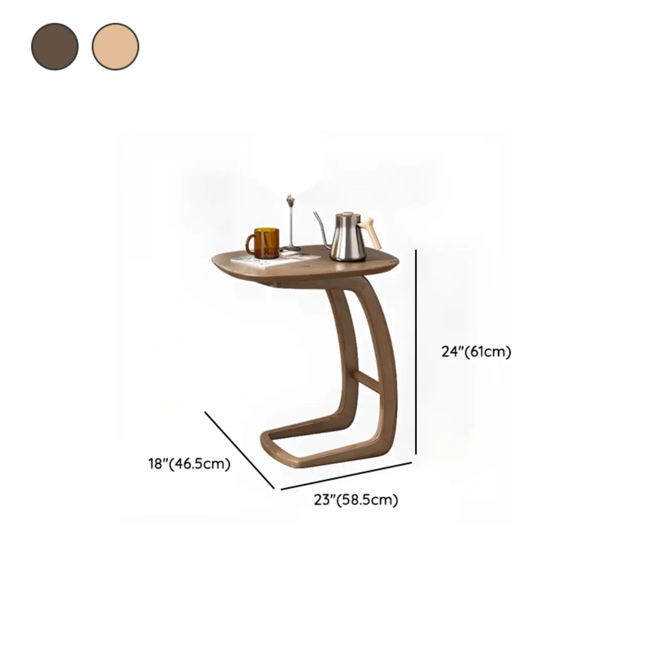 Minimalist C Shaped Natural Wood Living Room Side Table #size | homeyfad