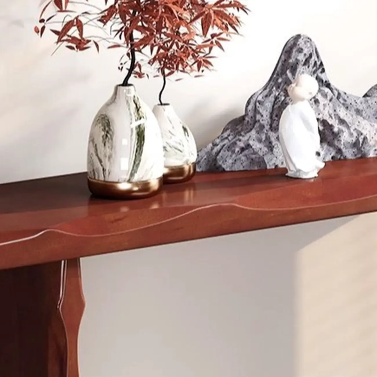 Mid-century Modern Live Edge Rectangular Wood Console Table Image - 5