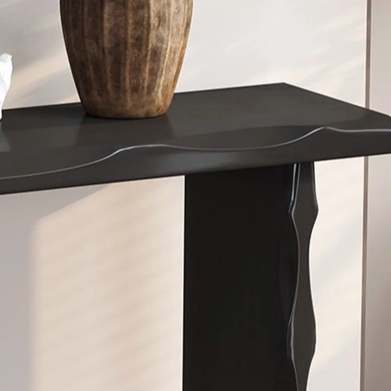 Mid-century Modern Live Edge Rectangular Wood Console Table Image - 7 | homeyfad