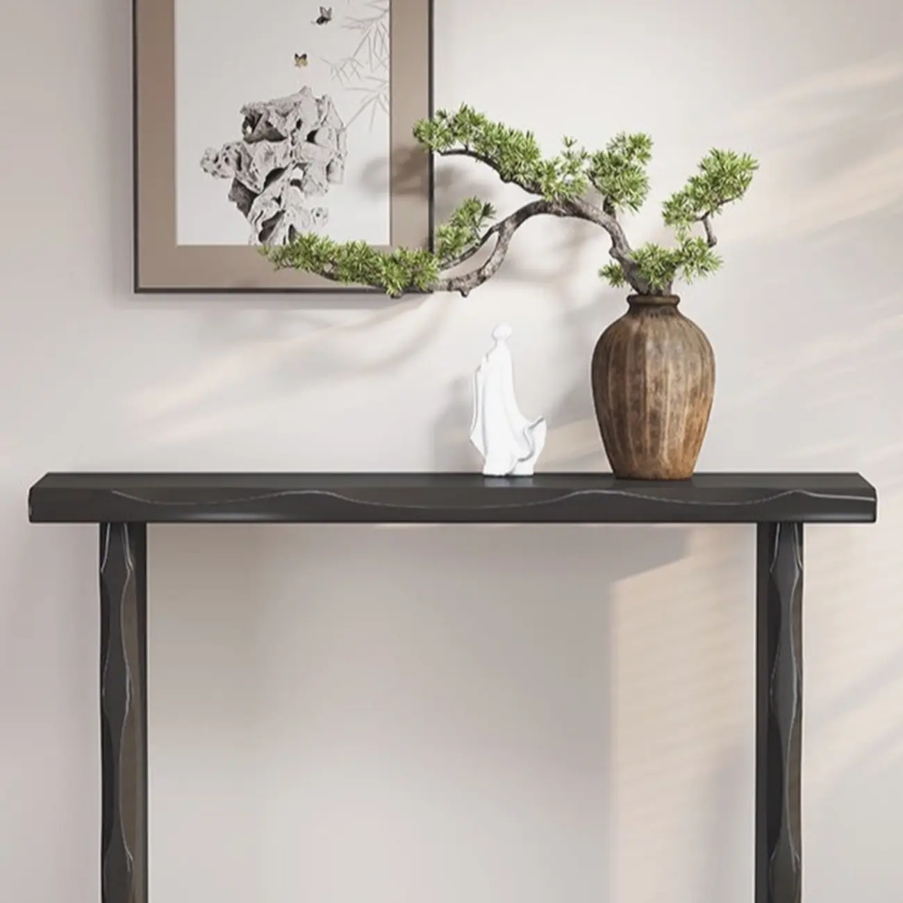 Mid-century Modern Live Edge Rectangular Wood Console Table Image - 6 | homeyfad