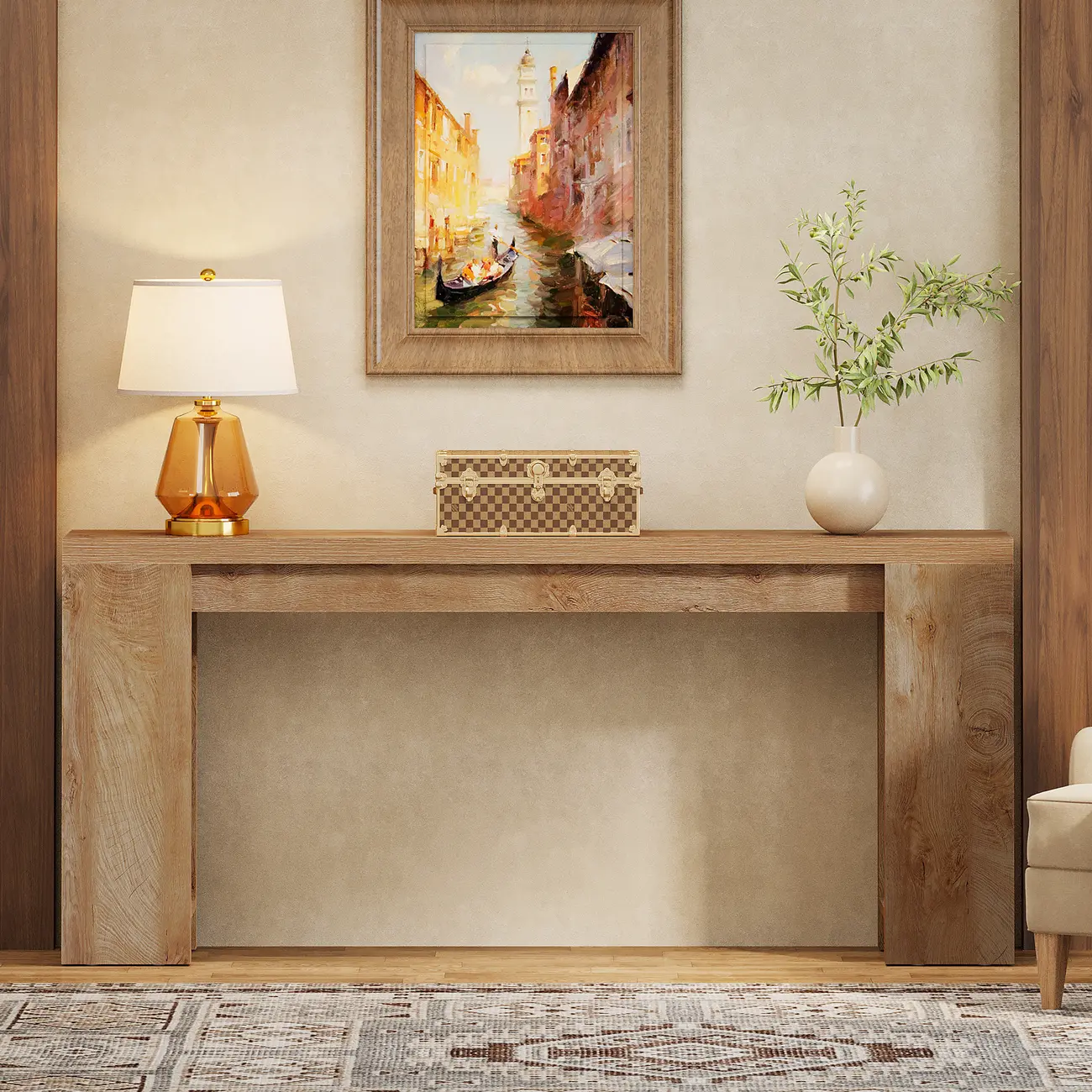 Rectangular Wood Modern Long Entryway Console Table Image - 3 | homeyfad