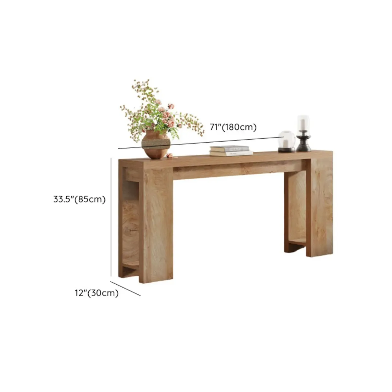 Rectangular Wood Modern Long Entryway Console Table #size