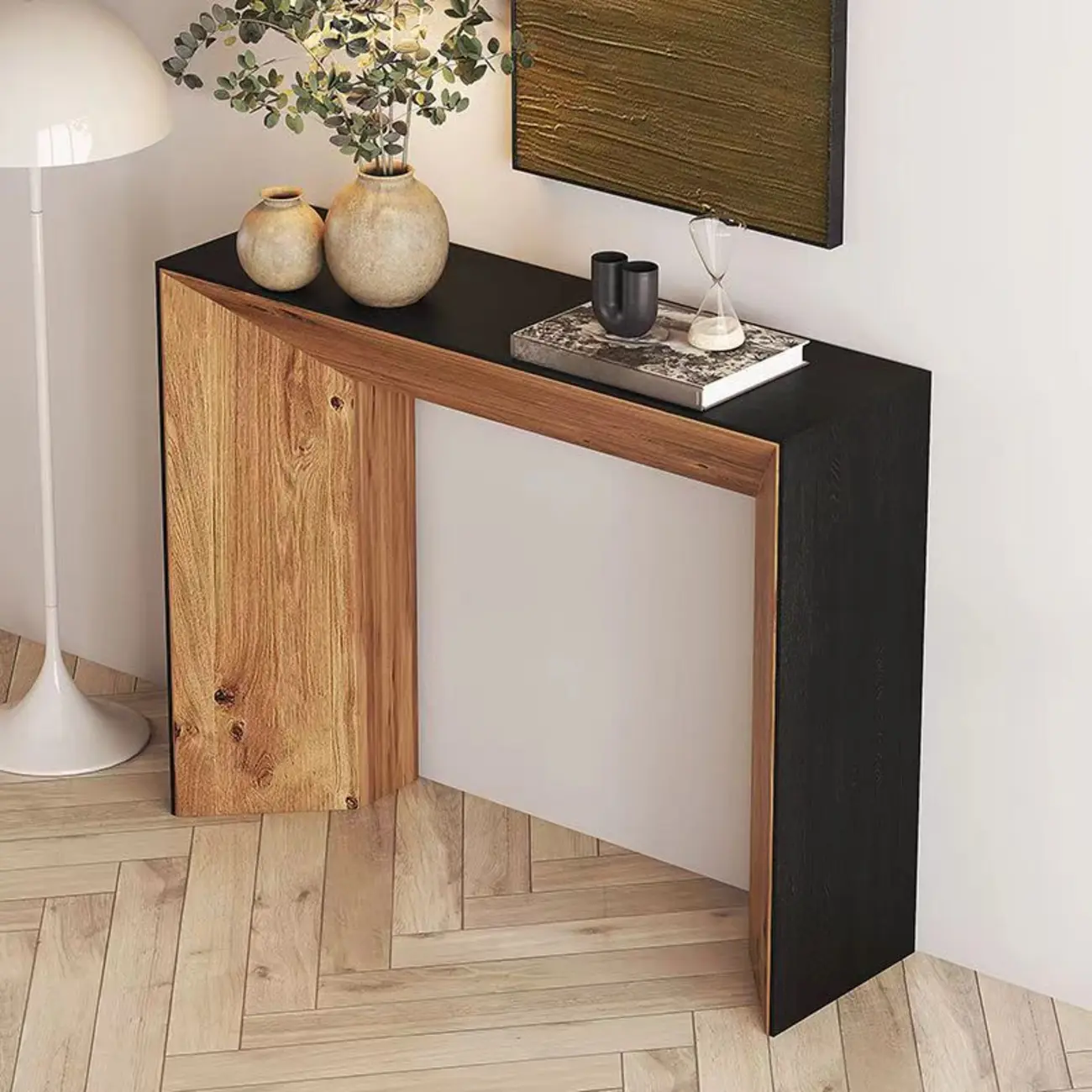 Contemporary Wood Console Table in Midnight Black Image - 4 | homeyfad