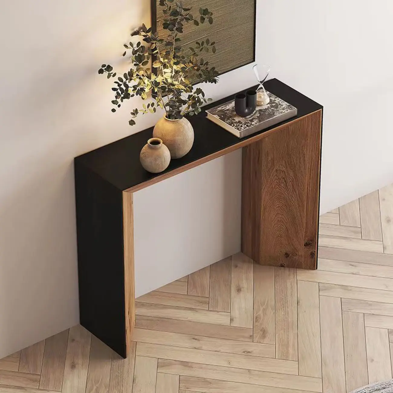 Contemporary Wood Console Table in Midnight Black Image - 3 | homeyfad