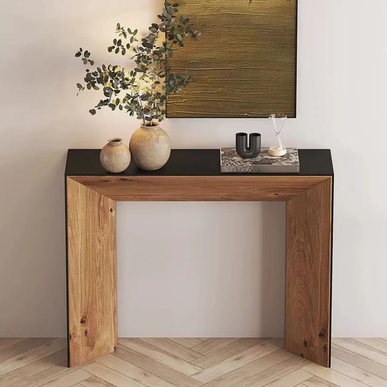 Contemporary Wood Console Table in Midnight Black Image - 2 | homeyfad