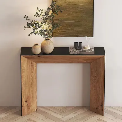Contemporary Wood Console Table in Midnight Black Image - 2