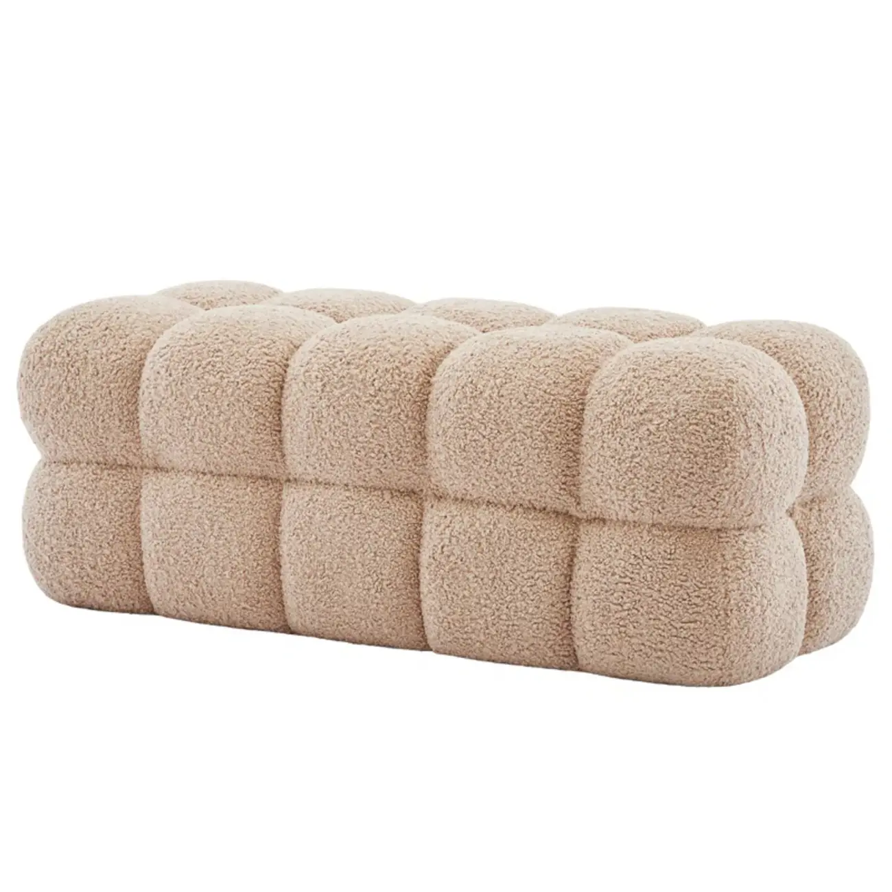 Modern Cloud-Shaped Boucle Upholstered Bedroom Bench Image - 2 | homeyfad