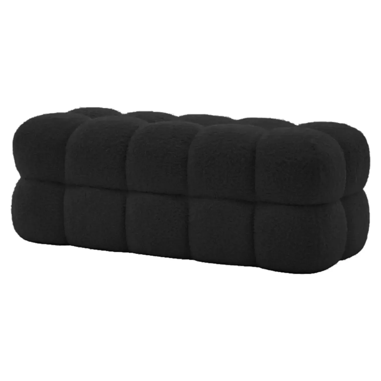 Modern Cloud-Shaped Boucle Upholstered Bedroom Bench Image - 3