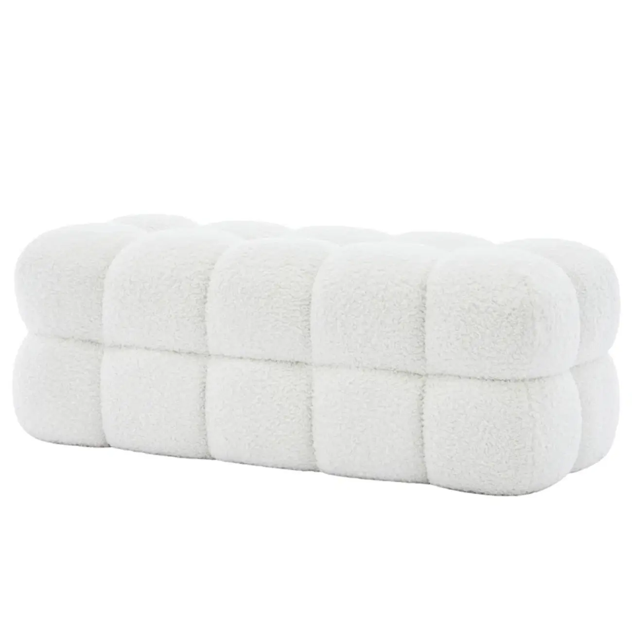 Modern Cloud-Shaped Boucle Upholstered Bedroom Bench Image - 5 | homeyfad