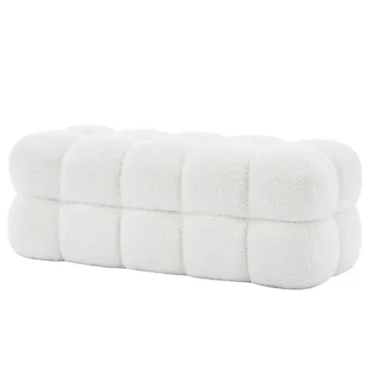 Modern Cloud-Shaped Boucle Upholstered Bedroom Bench Image - 5