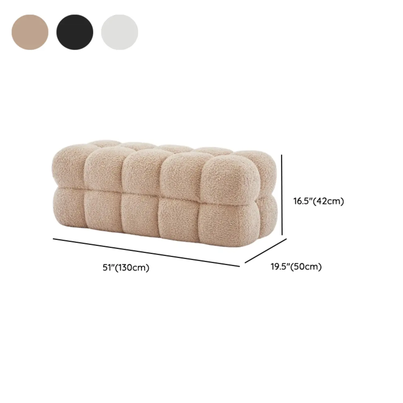Modern Cloud-Shaped Boucle Upholstered Bedroom Bench Image - 14 | homeyfad