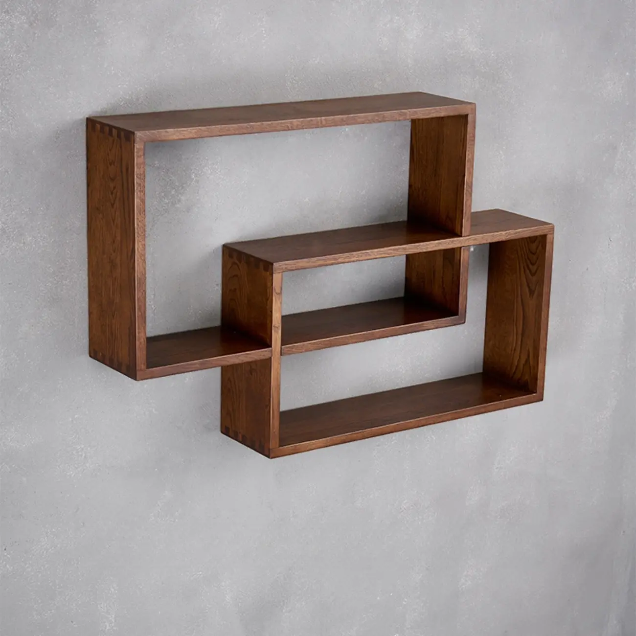 Walnut Modern Wood Floating Mount Wine Rack Display Shelf Image - 2 | homeyfad
