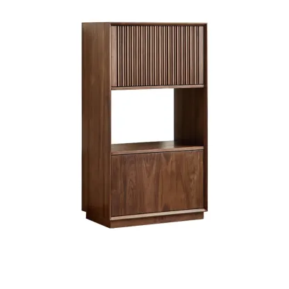 Solid Wood Modern Open Back Horizontal Bookcase With Storage Image - 3