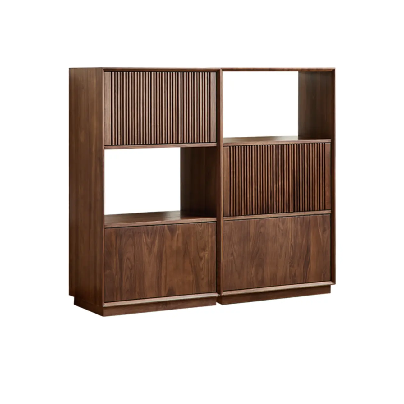 Solid Wood Modern Open Back Horizontal Bookcase With Storage Image - 4 | homeyfad