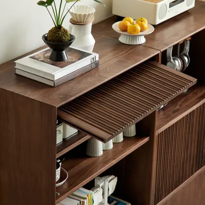 Solid Wood Modern Open Back Horizontal Bookcase With Storage Image - 6