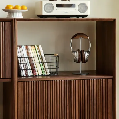 Solid Wood Modern Open Back Horizontal Bookcase With Storage Image - 8