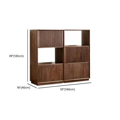 Solid Wood Modern Open Back Horizontal Bookcase With Storage Image - 12