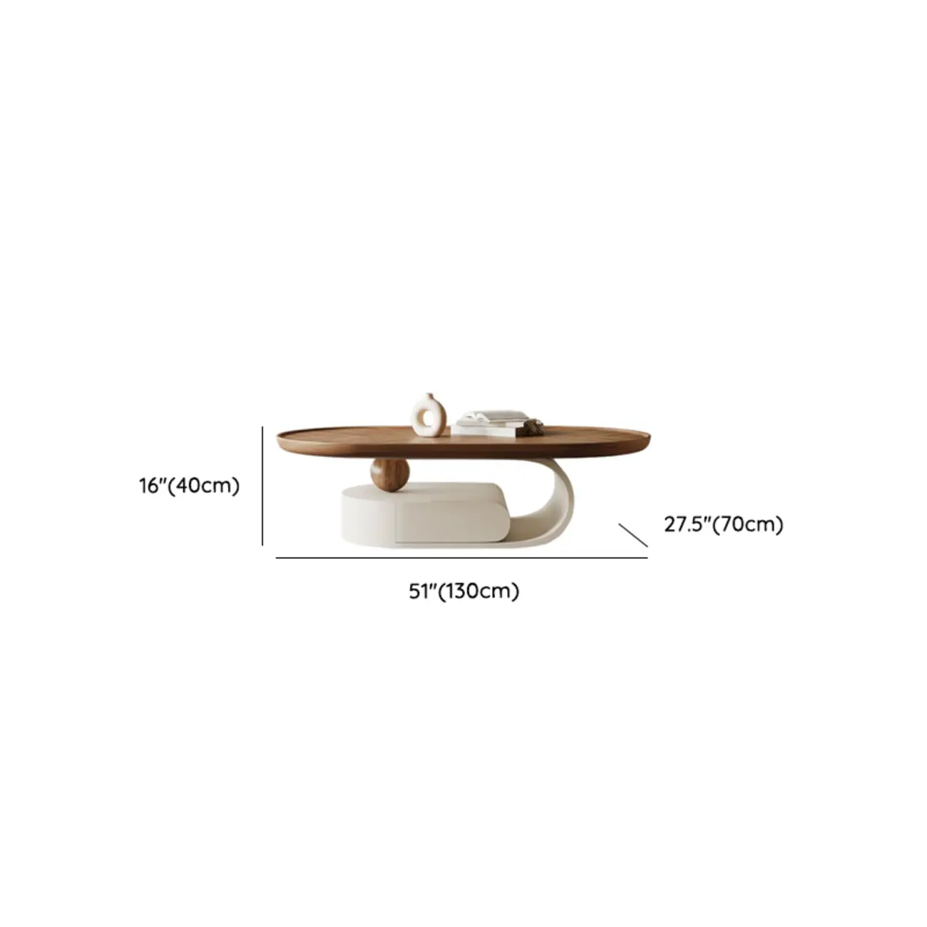 Organic Oval Wood Coffee Table With Drawer Storage #size | homeyfad