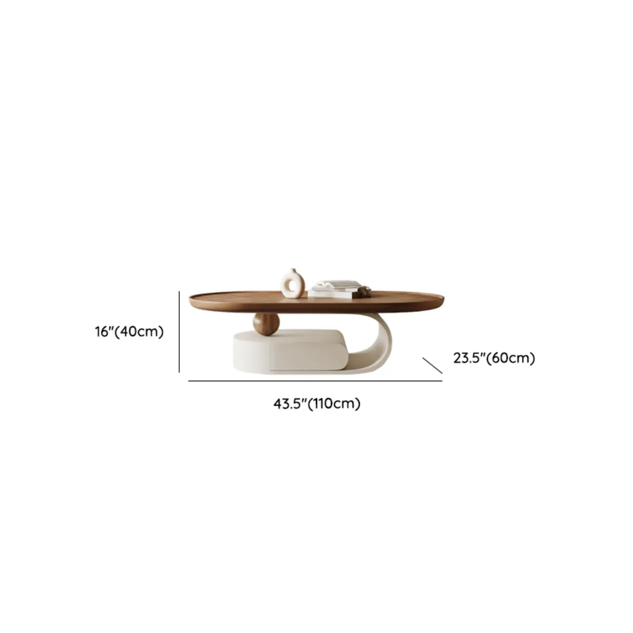 Organic Oval Wood Coffee Table With Drawer Storage Image - 10 | homeyfad