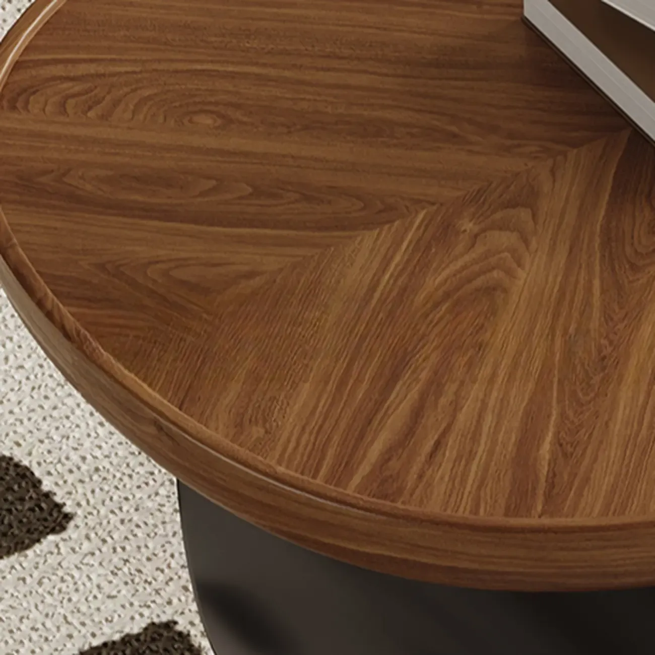 Mid Century Modern 1-drawer Walnut Wood Oval Coffee Table Image - 6