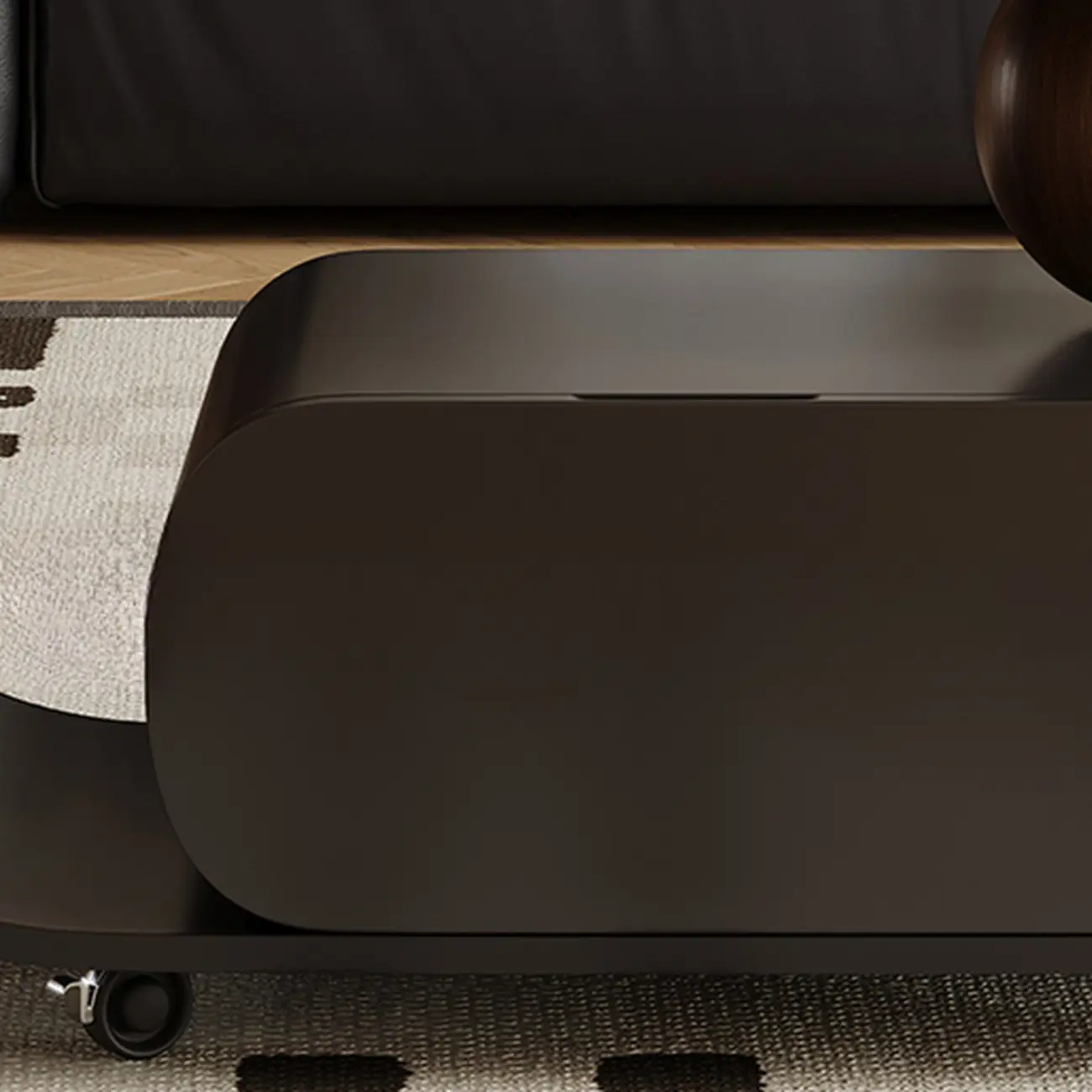 Mid Century Modern 1-drawer Walnut Wood Oval Coffee Table Image - 7 | homeyfad