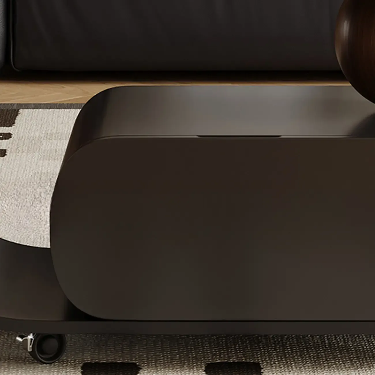 Mid Century Modern 1-drawer Walnut Wood Oval Coffee Table Image - 7