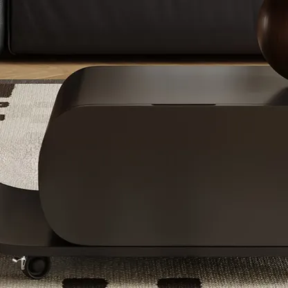 Mid Century Modern 1-drawer Walnut Wood Oval Coffee Table Image - 7