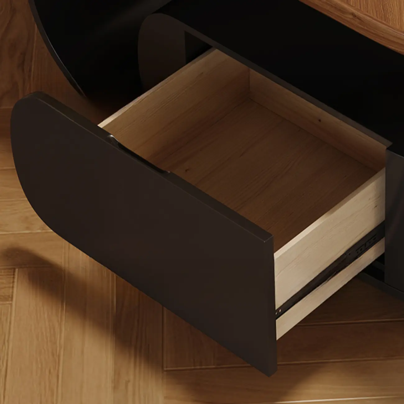 Mid Century Modern 1-drawer Walnut Wood Oval Coffee Table Image - 8 | homeyfad