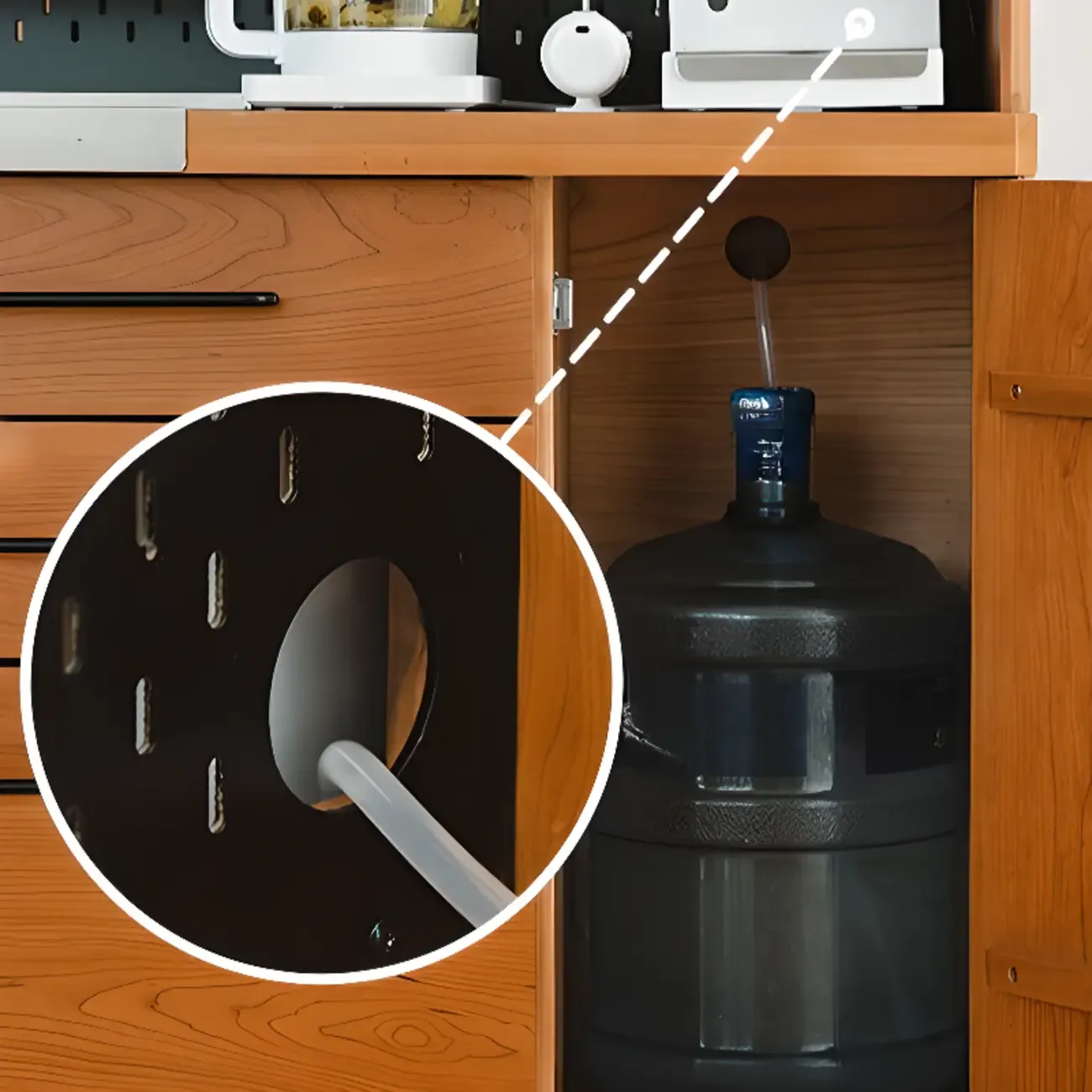 Modern Cherry Pine Kitchen Storage Cabinet Image - 5