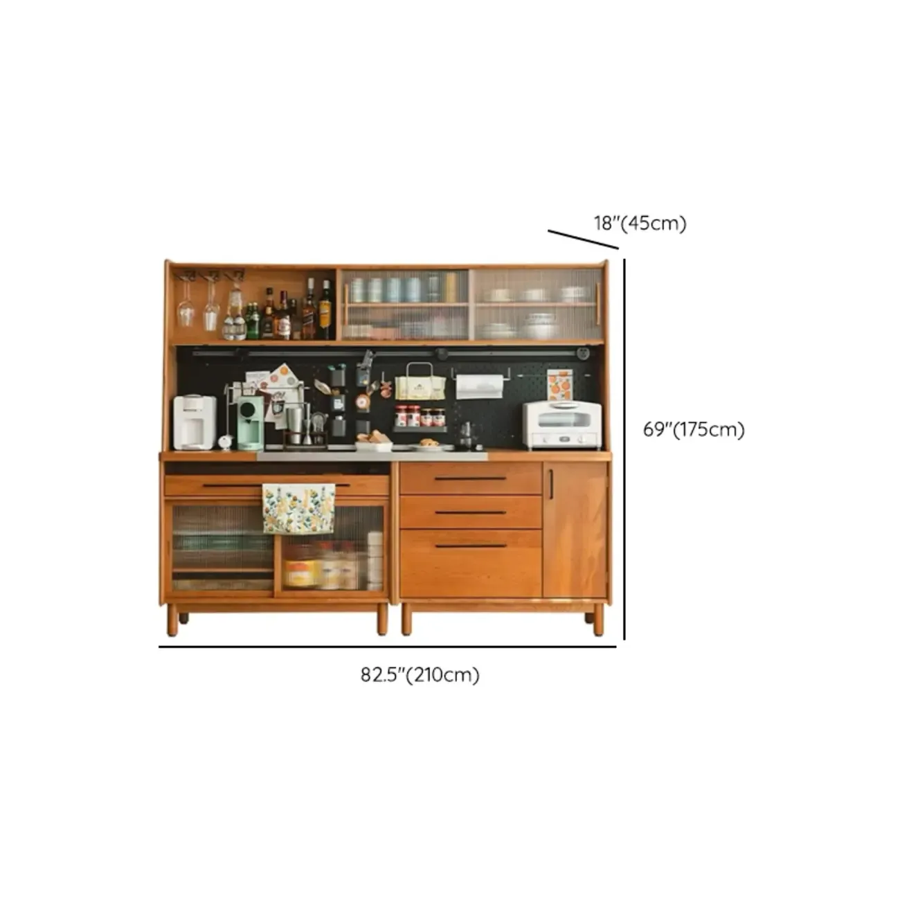 Modern Cherry Pine Kitchen Storage Cabinet #size