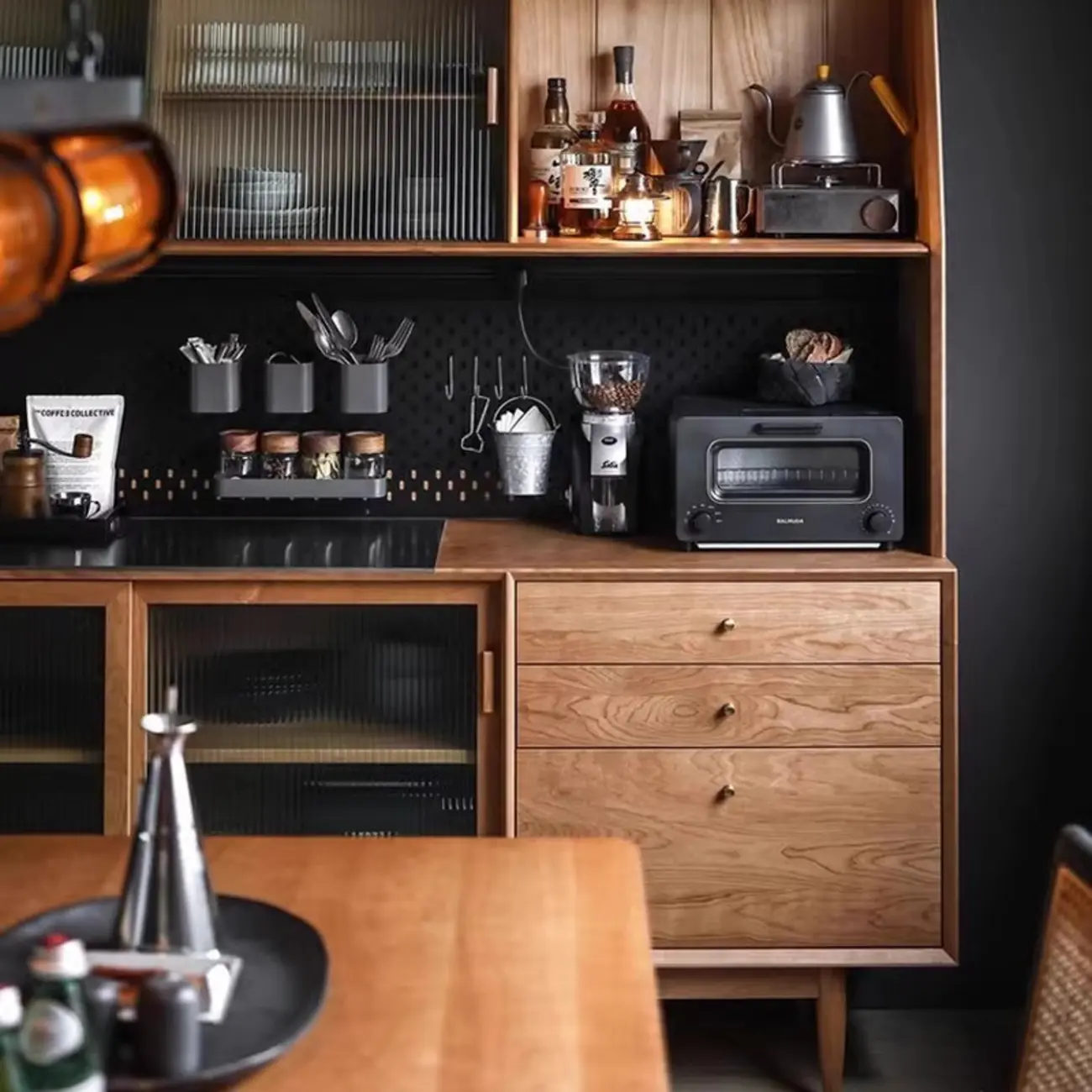 Modern Natural Wood Buffet Cabinet with Cabinets Image - 3 | homeyfad