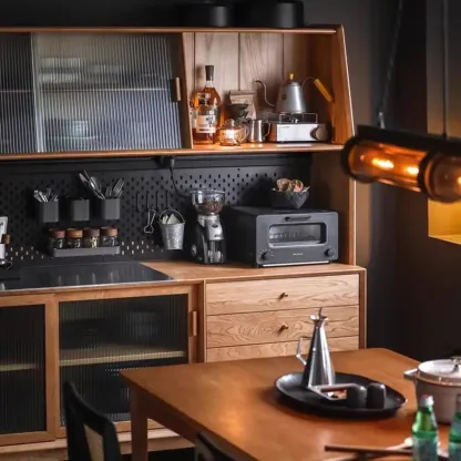 Modern Natural Wood Buffet Cabinet with Cabinets Image - 4