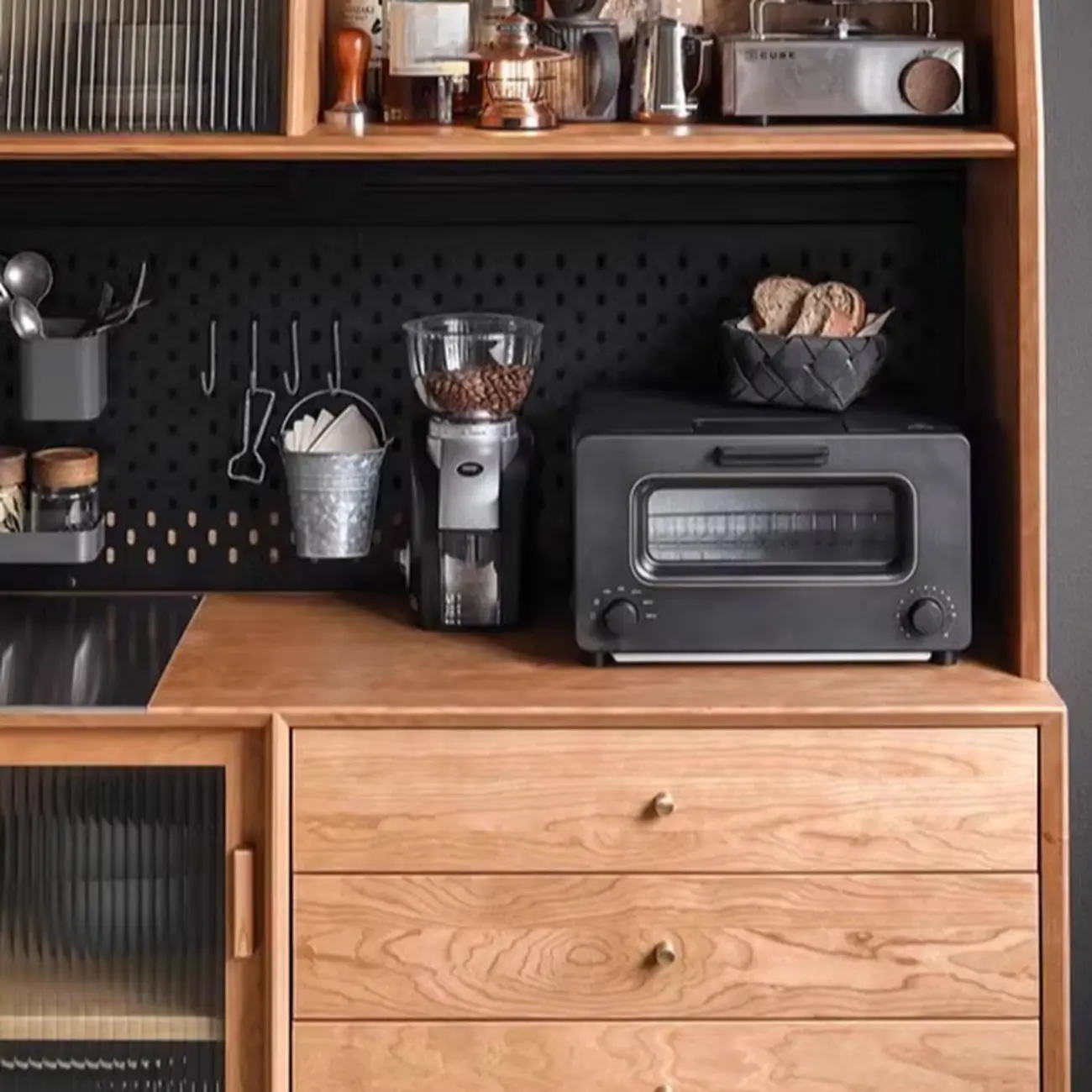 Modern Natural Wood Buffet Cabinet with Cabinets Image - 6 | homeyfad