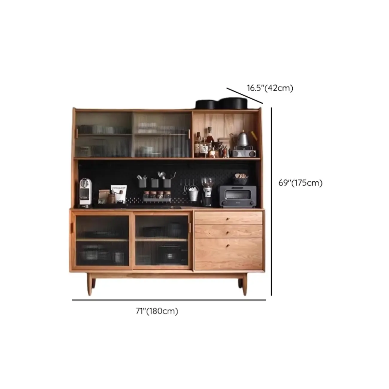 Modern Natural Wood Buffet Cabinet with Cabinets Image - 12