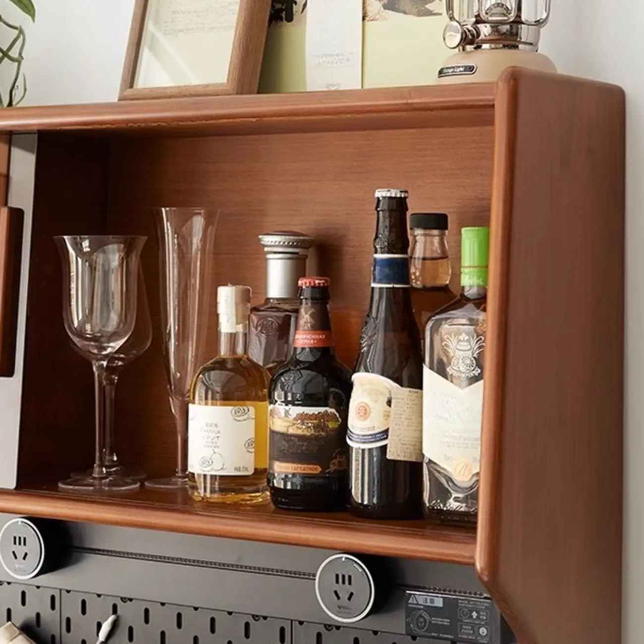 Modern Pine Cherry Wood Sliding Door Buffet Image - 5 | homeyfad