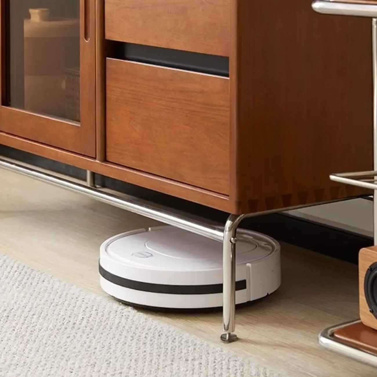 Modern Pine Cherry Wood Sliding Door Buffet Image - 8