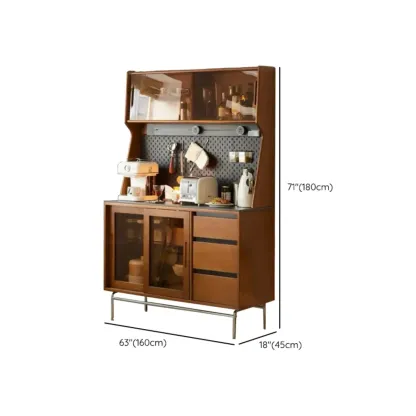 Modern Pine Cherry Wood Sliding Door Buffet Image - 12