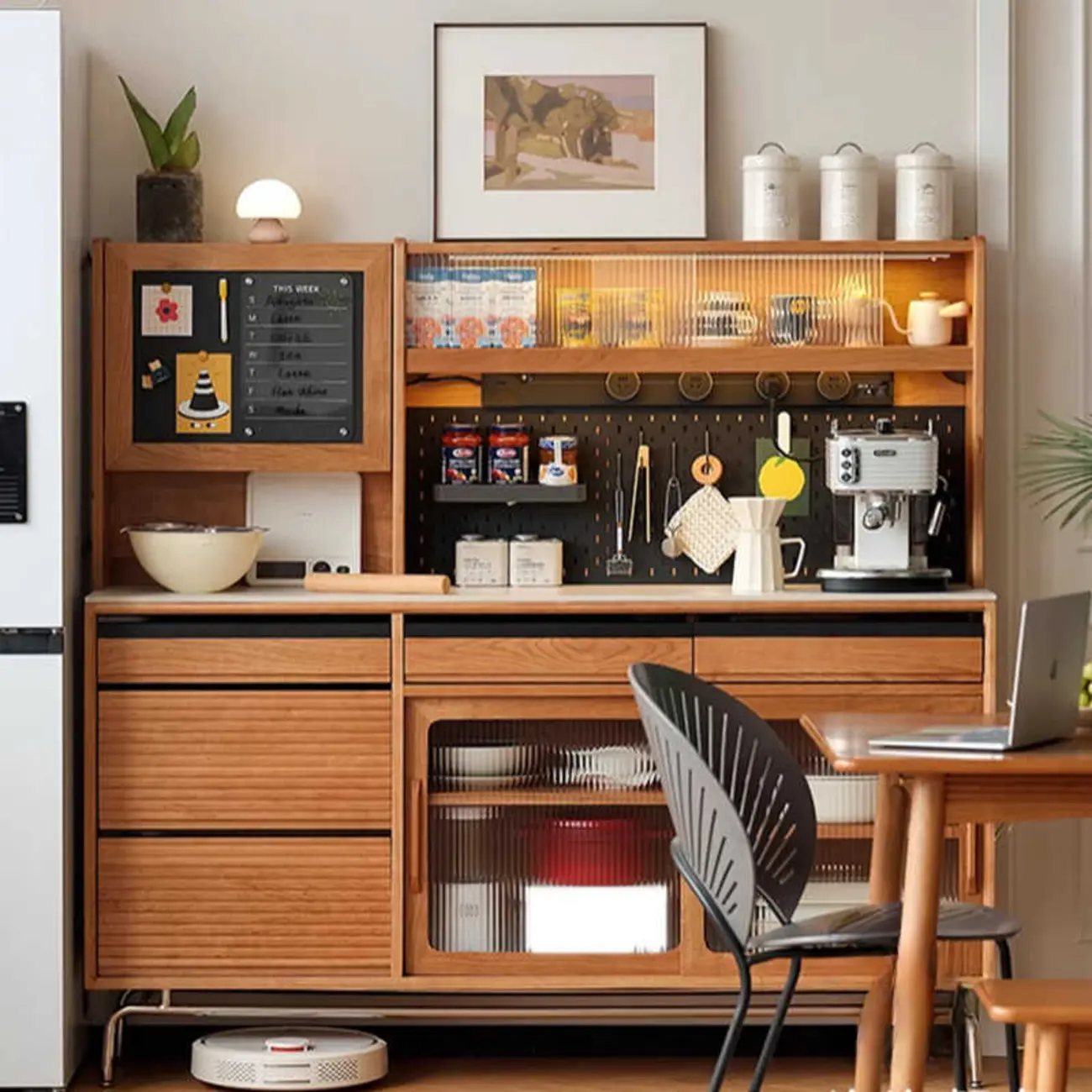 Modern Wood Sideboard with Cabinets and Stone Top Image - 1 | homeyfad